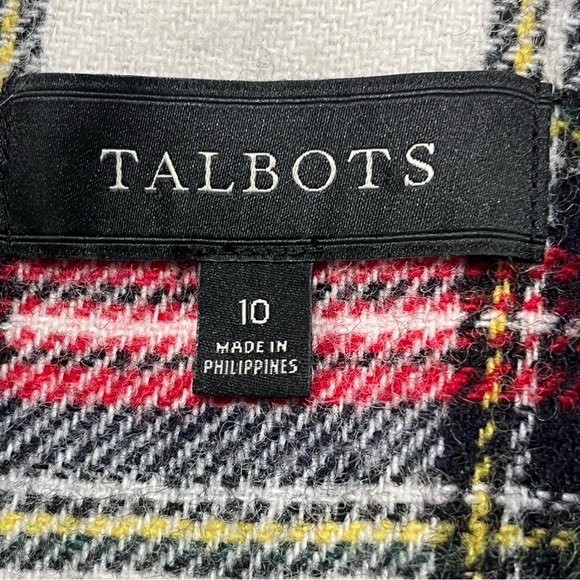 Talbots women jacket Size 10 Shetland Plaid Ruffle Trim Wool Jacket - Picture 8 of 11